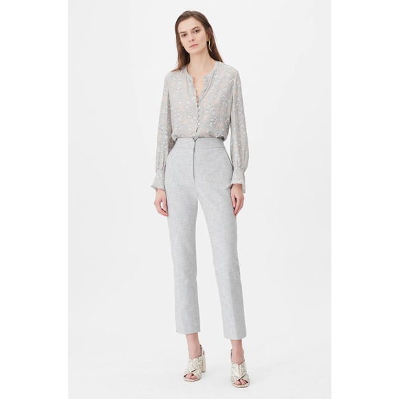 Tailored Rebecca Taylor Slub Suiting Pant in Grey Snow